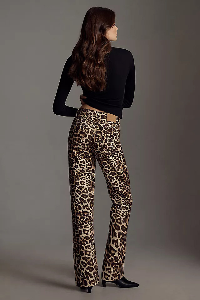 Leopard-Print Straight-Leg Jeans