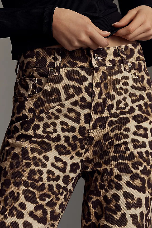 Leopard-Print Straight-Leg Jeans