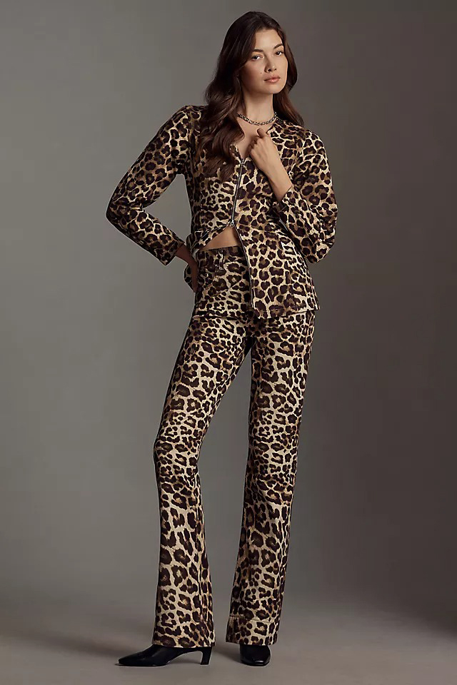 Leopard-Print Straight-Leg Jeans